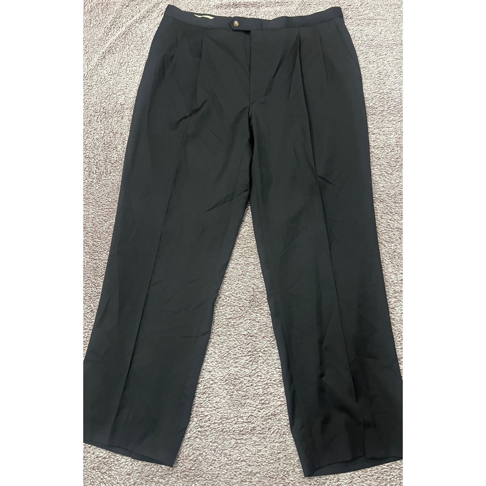 Sansabelt Mint Edition Mens Black Pleated Beltless Dress Slacks Pants 38x30.5